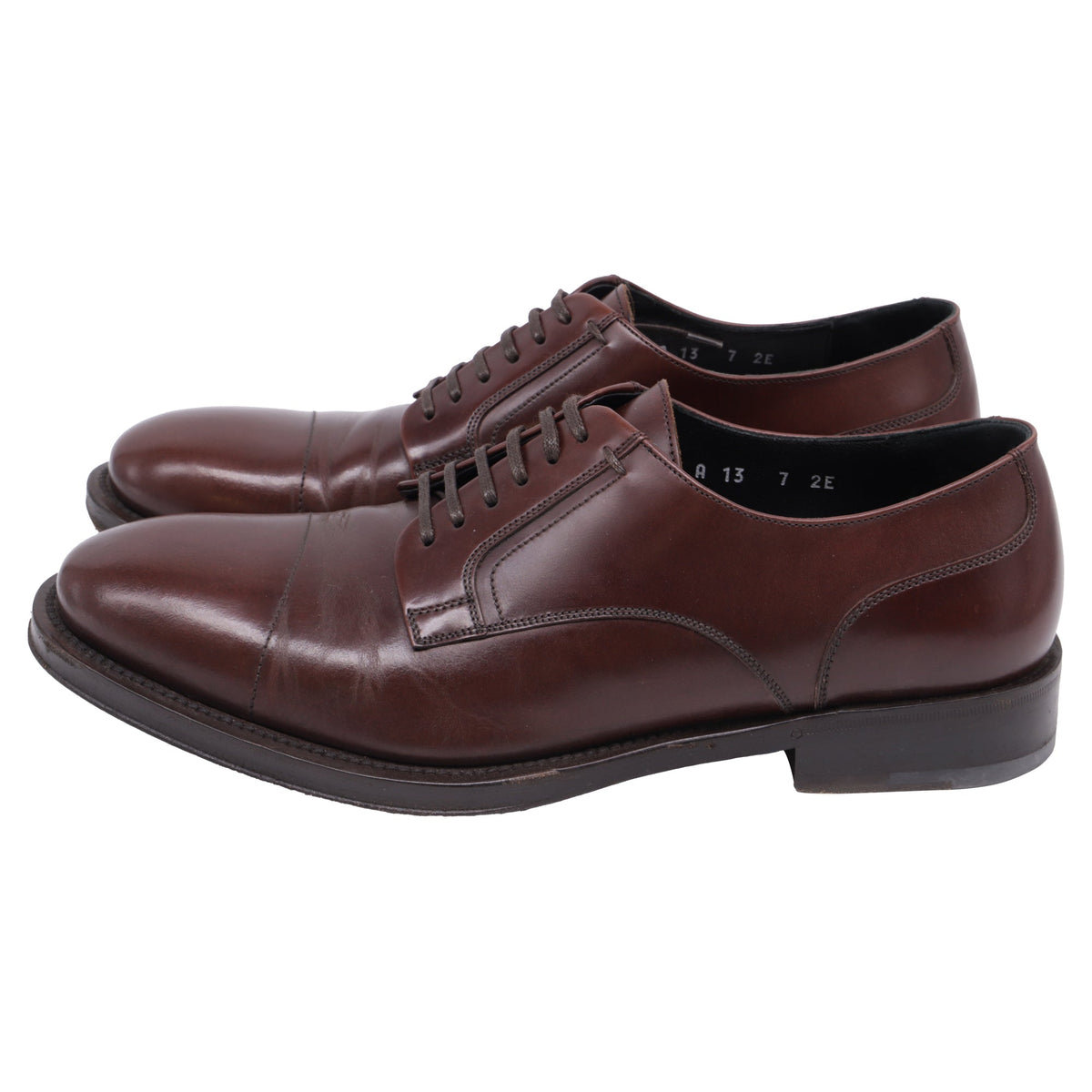 Salvatore Ferragamo Cap-Toe Derby Shoes in Brown Leather