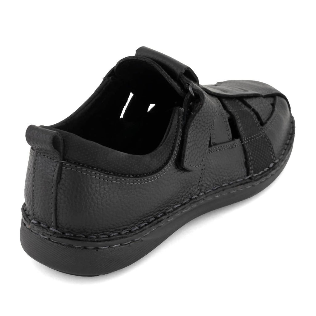 Men's Leather Sandals In Black