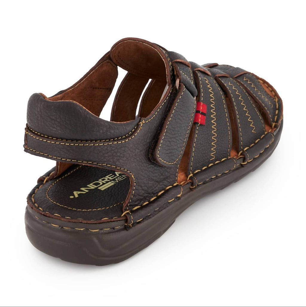 Men's Leather Sandal In Dark Brown