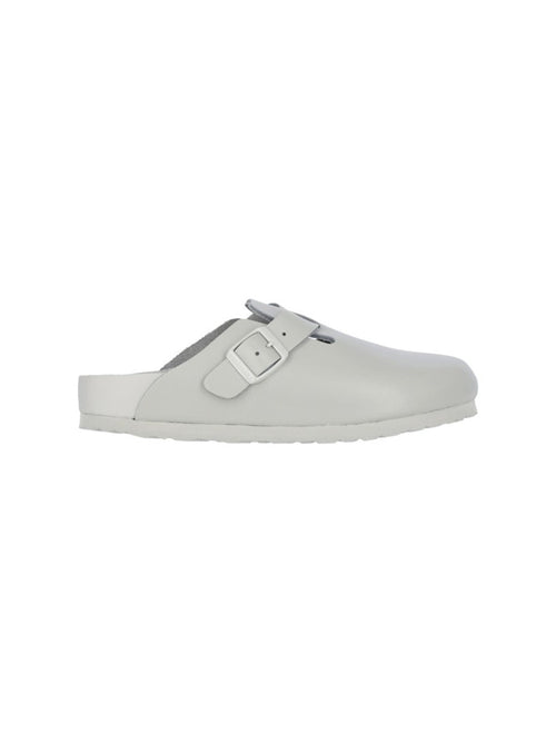 "Boston" Grey Leather Mules
