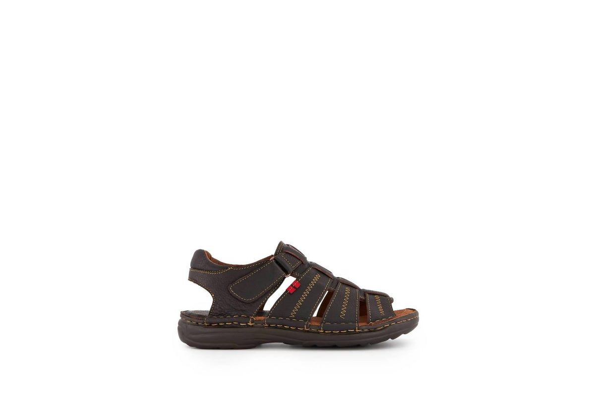 Men's Leather Sandal In Dark Brown