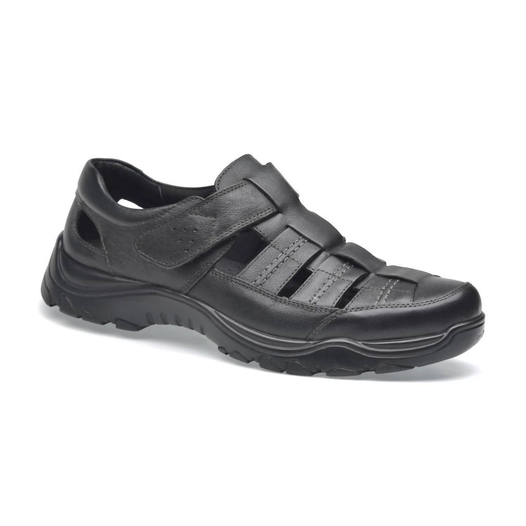 Closed Toe Leather Sandals In Black