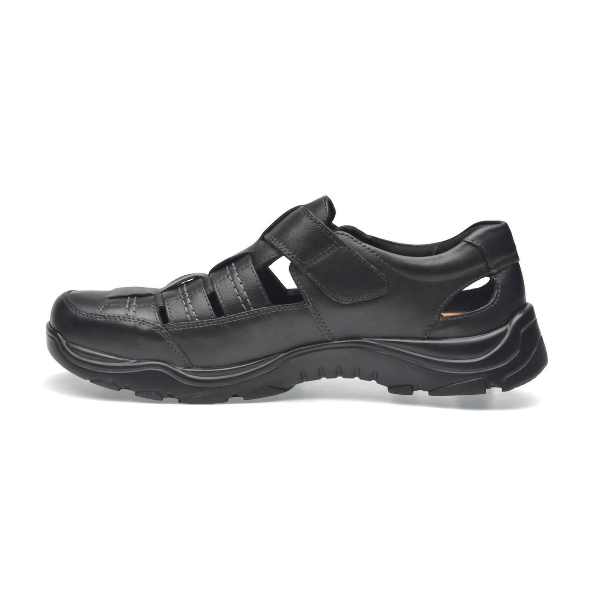 Closed Toe Leather Sandals In Black